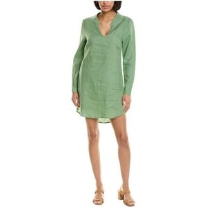 HIHO Bananakeet Linen Tunic Dress 100% Linen Basil Green New Beach Vacation Sz S